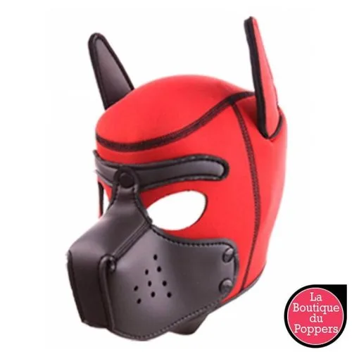 LBP - LRP Associes Cagoule PUPPY Néoprène Rouge-Noir -Poppers Soldes cagoule puppy neoprene rouge noir
