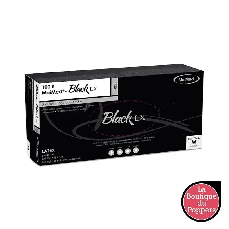 LBP - LRP Associes Gants En Latex Non Poudrés BLACK LX Noir X100 2 LBP - LRP Associes Gants En Latex Non Poudrés BLACK LX Noir X100 – Image 2