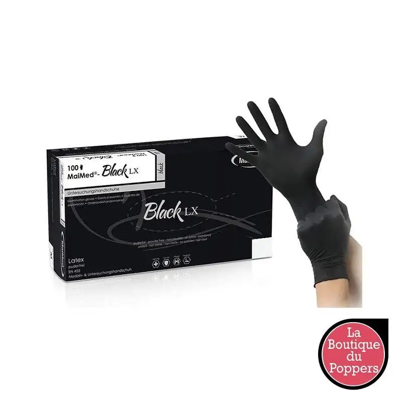 LBP - LRP Associes Gants En Latex Non Poudrés BLACK LX Noir X100 1 LBP - LRP Associes Gants En Latex Non Poudrés BLACK LX Noir X100